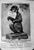 Original Old Antique Print 1900 Advertisement Monkey Brand Soap Lever Brothers
