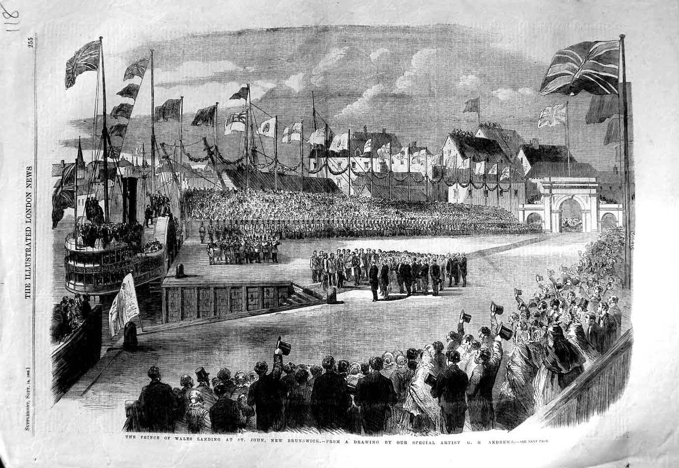 Original Old Antique Print 1860 Prince Wales St. John New Brunswick Siers 19th