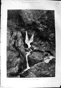 Original Old Antique Print 1880 Stock Gill Force Ambleside Windermere Fine Art