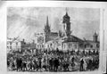 Original Old Antique Print 1868 Prince Arthur Middlesborough Market-Place 19th