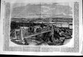 Original Old Antique Print 1860 Suspension Bridge River St. John Quebec Canada