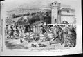 Original Old Antique Print 1856 Yorkshire Coast Ladies Bonnets England Weather