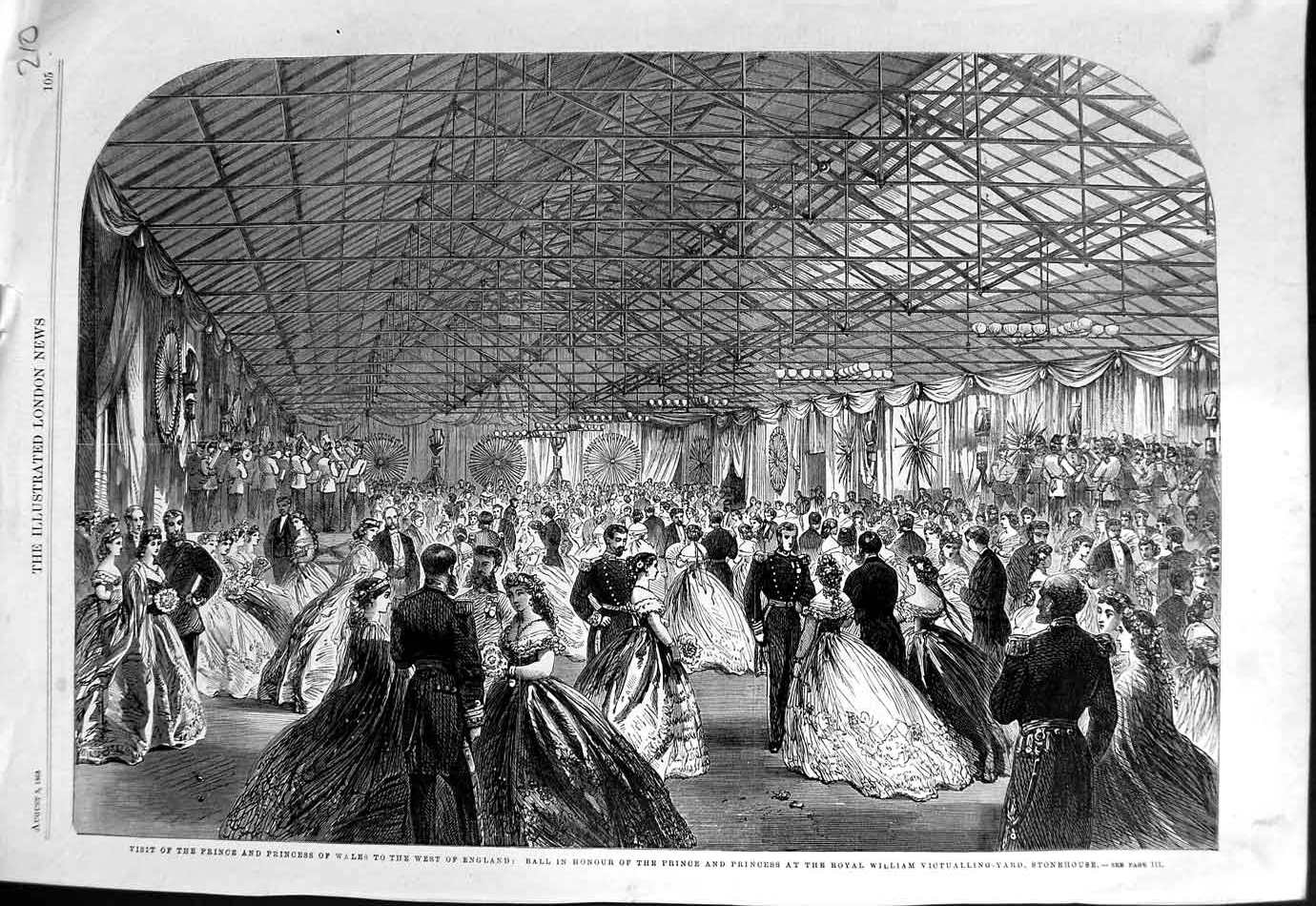 Original Old Antique Print 1865 Prince Wales England Royal William Stonehouse