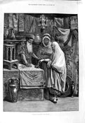 Original Old Antique Print 1881 Fine Art Bazaar Algiers Men Seller Market 19th