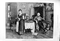 Original Old Antique Print 1883 Glindoni Fine Art Man Lady Dinner Table House