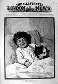 Old Antique Print 1883 Thomson Fine Art Little Girl Kitten Cat Christmas 19th