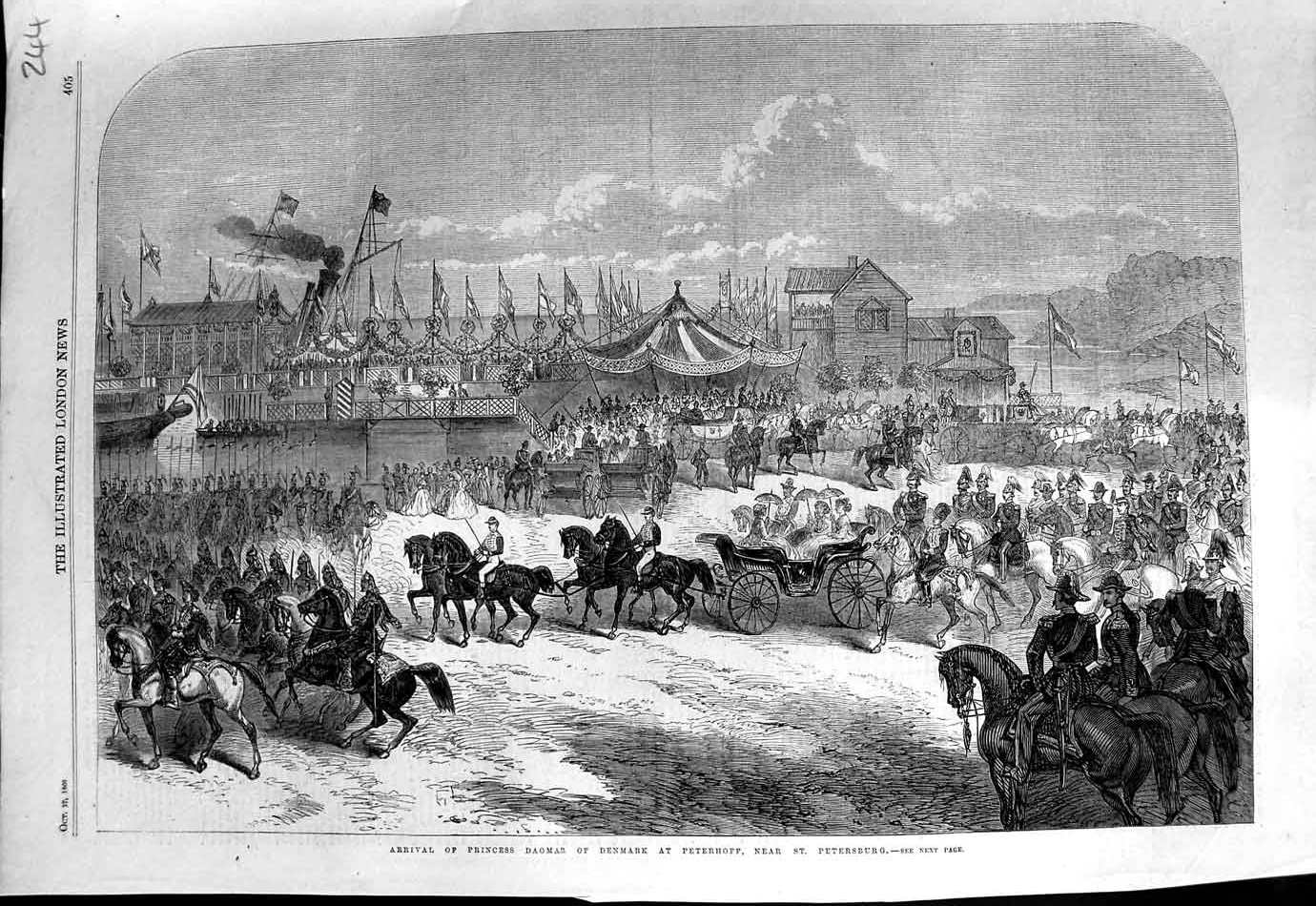 Old Antique Print 1866 Princess Dagmar Denmark Peterhoff St. Petersburg 19th