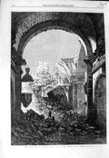 Original Old Antique Print 1868 Earthquake Arequipa Peru Ruins Church Domingo