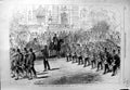 Original Old Antique Print 1868 Revolution Spain General Prim Troops Madrid