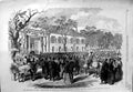 Original Old Antique Print 1868 Revolution Spain Ministers Palace President