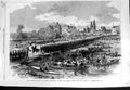 Original Old Antique Print 1868 Volunteer Siers Pontoon Bridge Thames Datchet