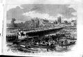 Original Old Antique Print 1868 Volunteers Siers Pontoon Bridge Thames Datchet