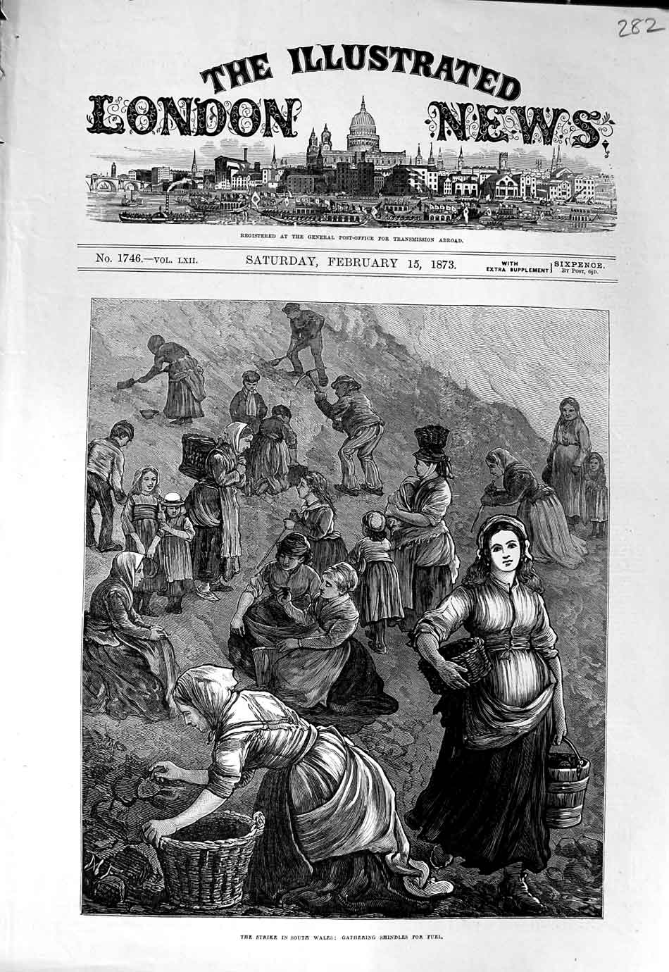 Old Antique Print 1873 Strike South Wales Women Gathering Shindles Fuel 19th