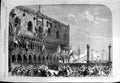 Antique Old Print *3146 1866 Proclaiming Voting Venice Balcony Doge'S Palace