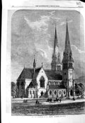 Old Antique Print 1866 New Cathedral St. Andrew Church Inverness Scotland 19th