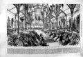 Original Old Antique Print 1868 Exhibition Works Art Leeds Central Hall Flags