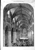 Original Old Antique Print 1865 Gloucester Musical Festival Nave Cathedral 19th