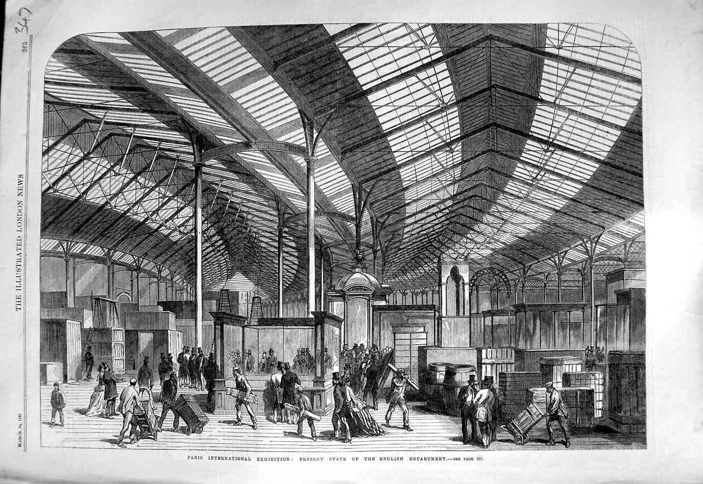 Old Antique Print 1867 Paris International Exhibition English Department 19th