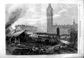 Original Old Antique Print 1867 Metropolitan District Railway Works Westminster