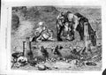 Old Antique Print 1866 Hudibras Ralpho Stocks Men Horses Pettie Fine Art 19th