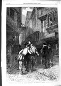 Original Old Antique Print 1869 Gow Gallants Men Street Scene 19th