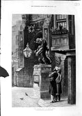 Original Old Antique Print 1875 Dudley Gallery Art British Lion Castle Entrance