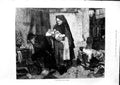 Original Old Antique Print 1875 Gunther Fine Art Widower Baby Lady Victorian