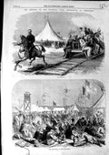 Original Old Antique Print 1864 National Rifle Association Wimbledon Tramway