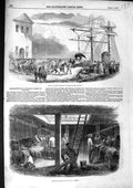 Original Old Antique Print 1854 Embarkation Artillery Horses HShip Slinging