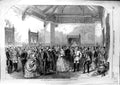 Original Old Antique Print 1863 Royal Marriage Reception Saloon George'S Chapel