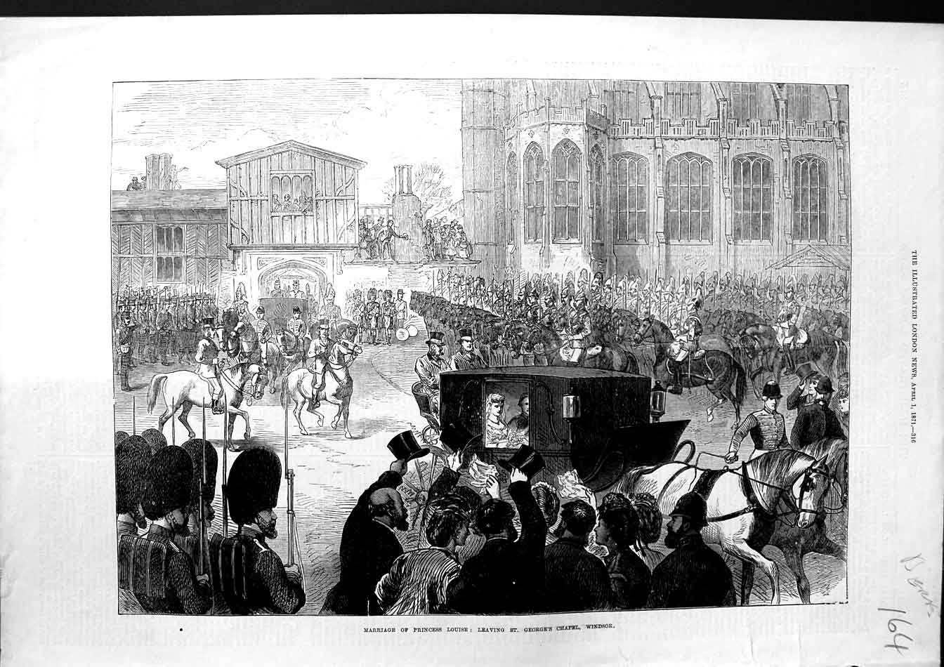 Old Antique Print 1871 Marriage Princess Louise George'S Chapel Windsor 19th