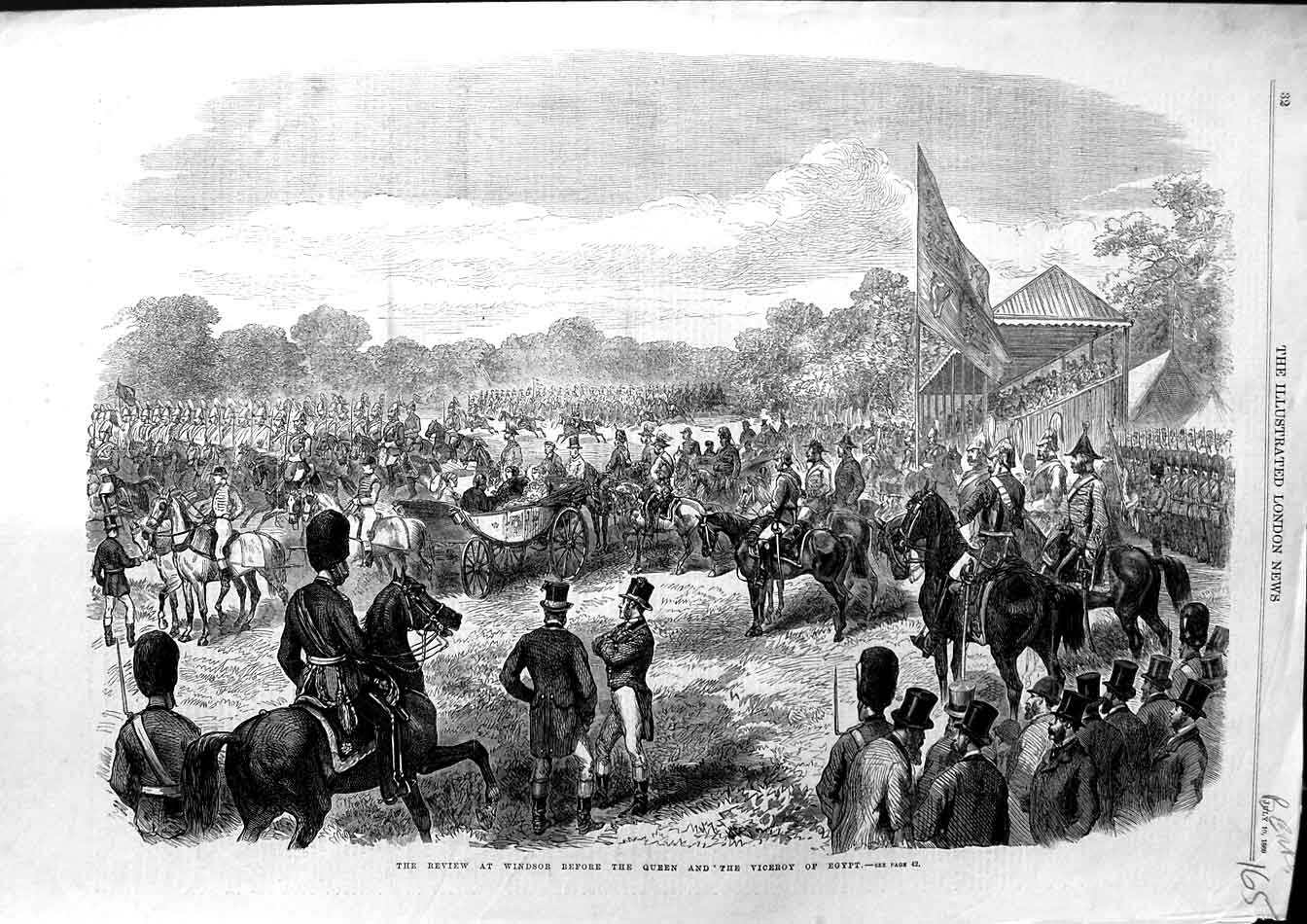 Old Antique Print Ref.495 1869 Queen Viceroy Egypt Review Siers Windsor