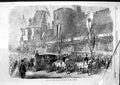 Original Old Antique Print 1868 Royal Party Passing Curfew Tower Windsor Castle