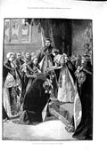Original Old Antique Print 1887 Queen Conferring Order Garter Overend Fine Art