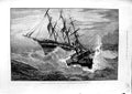Old Antique Print 1881 Channel Tug Ship Distressed Vessel Storm Fine Art 19th
