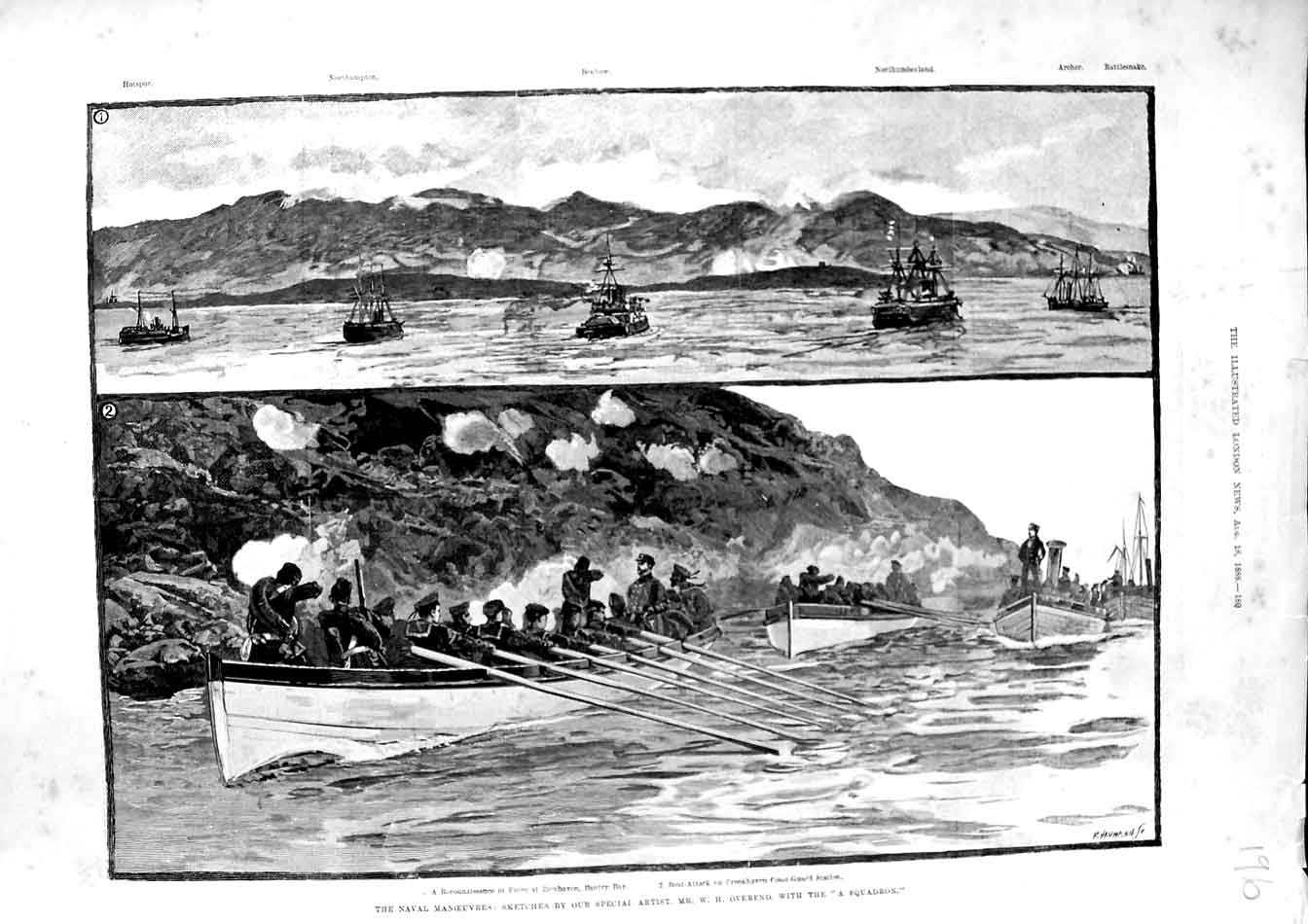 Old Antique Print 1888 Navy Ships Northampton Hotspur Crookhaven Archer 19th