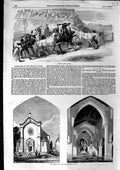 Original Old Antique Print 1856 Church Redentore Rome Carnival Horse Races 19th