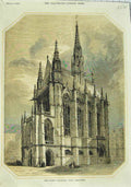 Original Old Antique Print 1856 Saint Chapelle Paris France Architecture 19th
