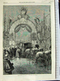 Original Old Antique Print 1863 Presentation Address Mayor Windsor Horses Coach