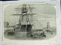 Original Old Antique Print Majesty Queen Arctic Ship Resolute Cowes Harbour