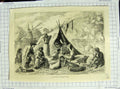 Original Old Antique Print Scene Encampment Hungarian Gipsies Tents Families