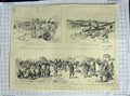 Original Old Antique Print 1882 War Egypt Bengal Cavalry Mahsameh Station Canal