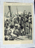 Original Old Antique Print 1884 War Soudan Black Troops Massowah Souakim War