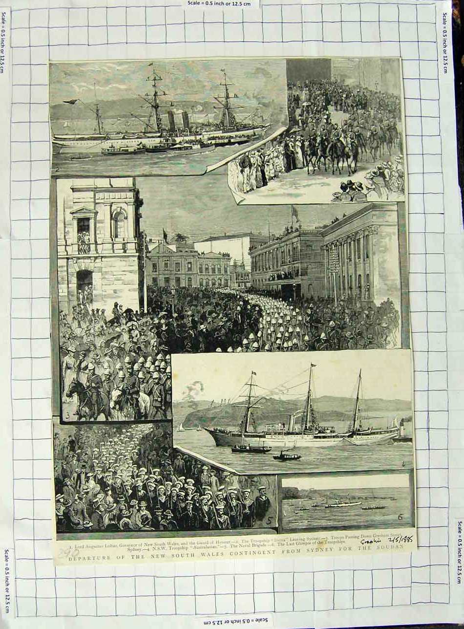 Old Antique Print 1885 Lord Augustus Loftus Australia Ship Australasian 19th