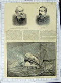 Old Antique Print 1887 Grain Steamer Ship Lake Erie Mole Kelsall Surgeon 19th