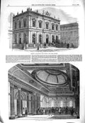 Original Old Antique Print 1849 National Bank Glasgow John Gibson Architect