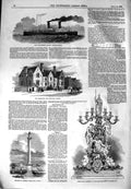 Original Old Antique Print 1849 Manchester Railway Ship Birmingham School Wolfe