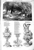 Original Old Antique Print 1849 Summer Scene River Cattle Goodwood Race Plate
