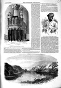 Original Old Antique Print 1849 Pulpit Byzantine Church Wilton Hurnet Rudyard