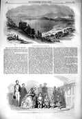 Old Antique Print 1849 Royal Ships Killiney Bay Ireland Victoria Albert 19th